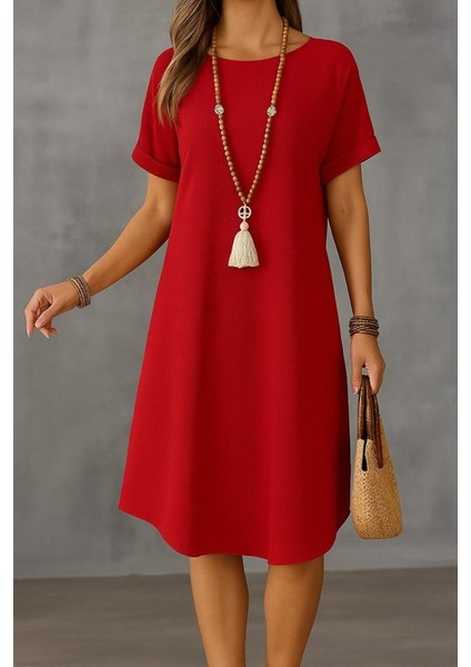 Munn Collection Kadın Kısa Kollu Kayık Yaka Bürümcük Elbise modelleri