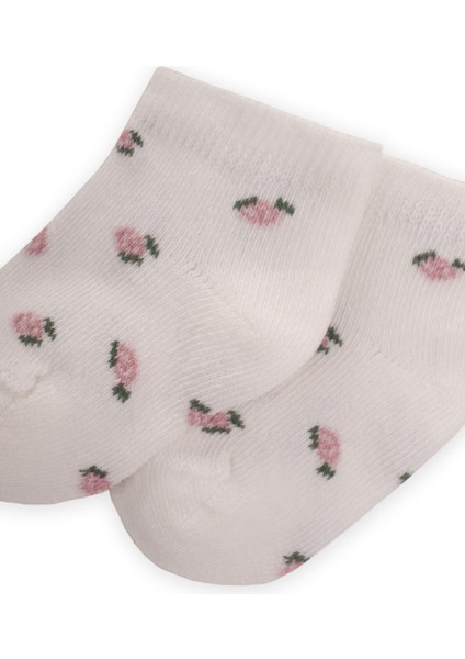 Çiçek Desenli Bebe Patik Çorabı 0-4 Yaş Ekru fiyatları