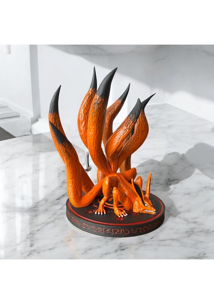 Kurama (Kyubi) 3D Baskı Koleksiyon Figürü – El Boyaması, Naruto Lanetli Mühürlü