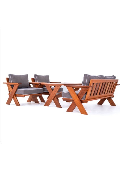 Joy Tropic Iroko Ahşap Bahçe Takımı (Bahçe Mobilyası Oturma Grubu)