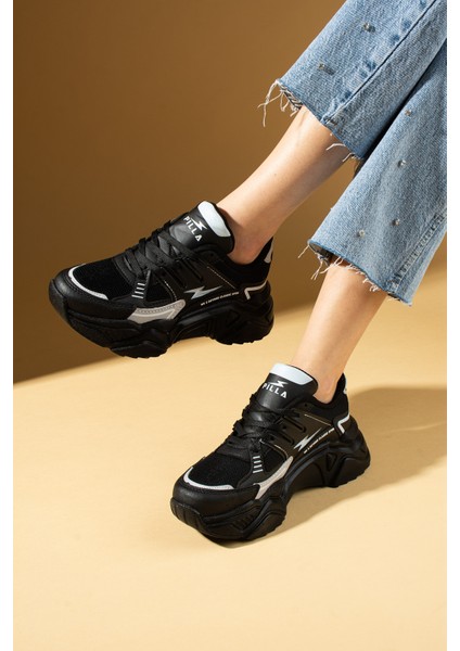 Kalın Taban Bağcıklı Fileli Kadın Sneakers 89-040-25 fiyatları