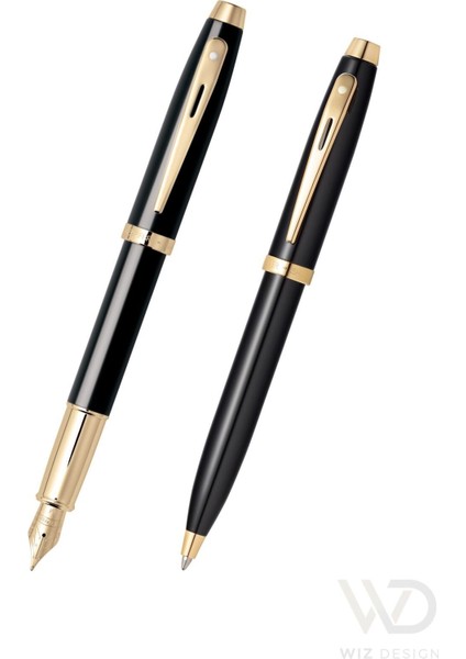 - WizDesign 100 Serisi Dolmakalem + Tükenmezkalem Parlak Siyah Altın Set ( İsme Özel Seçeneği - Hediyelik )