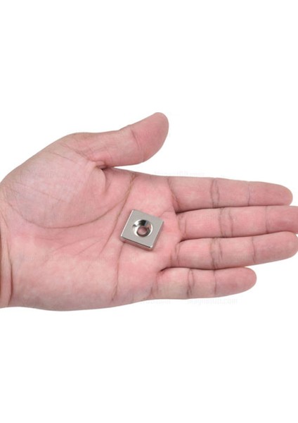 1 Adet, Köşeli, Neodyum Mıknatıs, 20X20X5 Mm, D:10/5 Mm, Havşa Delikli, Güçlü Magnet, N35 Kalite indirimleri