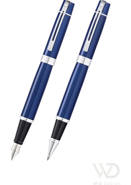 300 Serisi Dolmakalem + Roller Parlak Mavi Krom Set