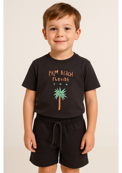 Erkek Çocuk Palm Beach Baskılı Şortlu Penye Takım