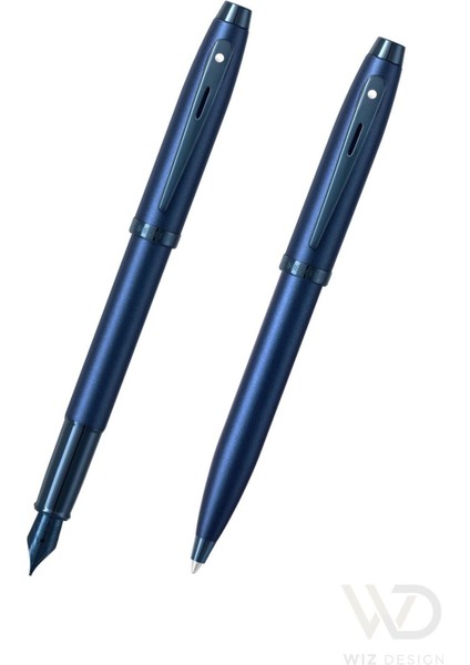 - WizDesign 100 Serisi Dolmakalem + Tükenmezkalem Saten Mavi Set ( İsme Özel Seçeneği - Hediyelik )