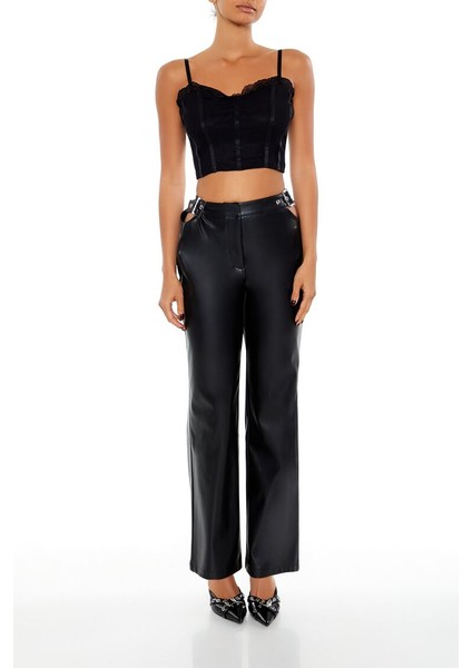 Kemer Detaylı Suni Deri Pantolon fiyatları