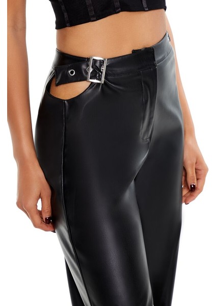 Kemer Detaylı Suni Deri Pantolon modelleri
