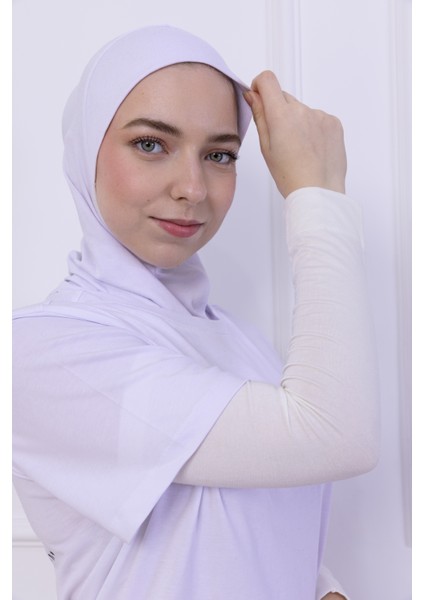 Likralı Penye Kolluk Ekru - Pratik Kadın Tesettür Düz Namaz Kolluğu 1 Çift 40CM Viskon Hijab