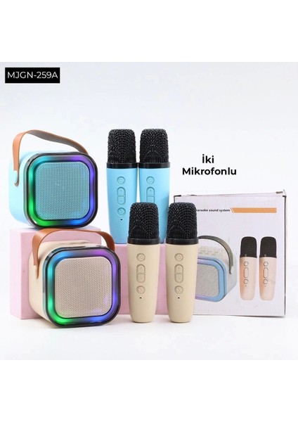 Dempower Karaoke Mikrofon Hoparlör Seti 2 Mikrofonlu