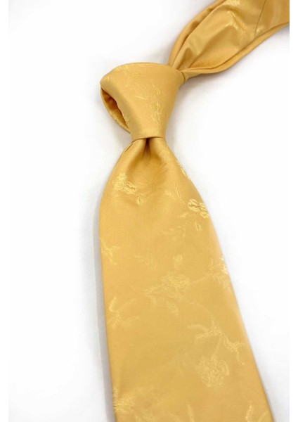 Curragheen Style Sarı Düz Italyan Ipek Kravat İK1935