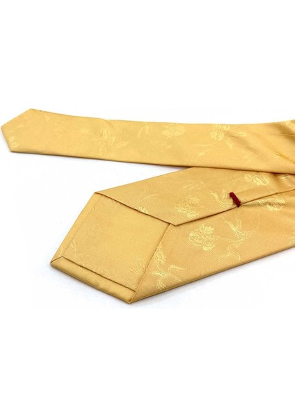 Curragheen Style Sarı Düz Italyan Ipek Kravat İK1935