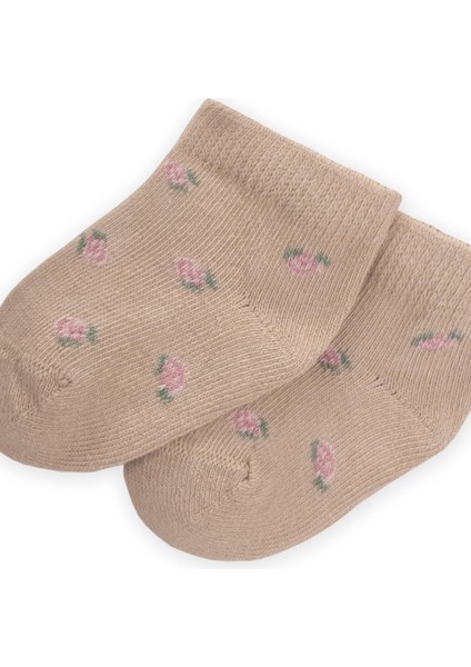 Çiçek Desenli Bebe Patik Çorabı 0-4 Yaş Bej fiyatları