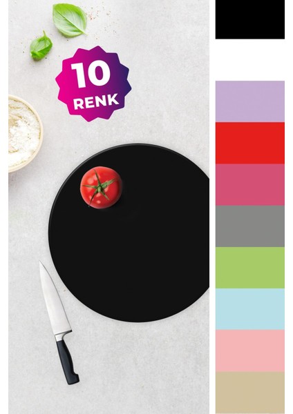 Düz Renk - Siyah | Cam Kesme Tahtası - Cam Kesim Tablası | Çap 32CM fiyatları