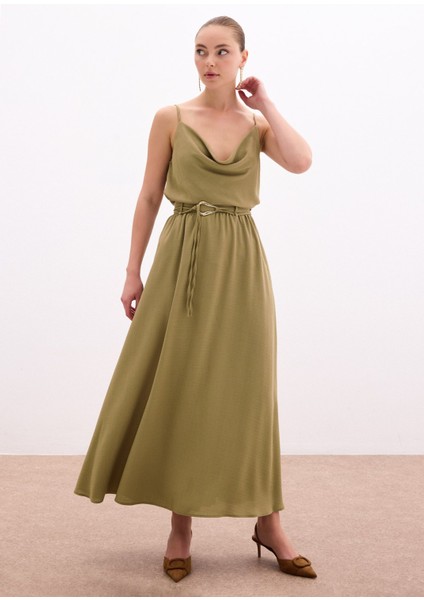 Kemerli Uzun Etek - Haki fırsatları