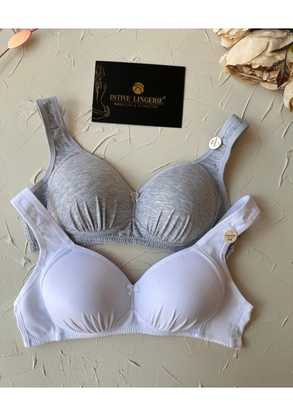 Louisa %85 Pamuklu Balesiz C Cup Toparlayıcı Penye Kalın Askılı 2'li Sütyen modelleri