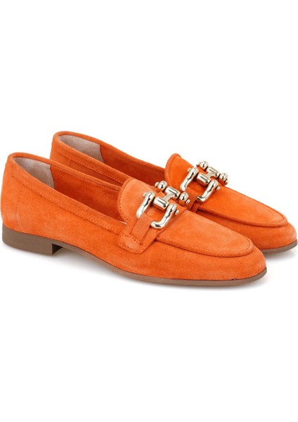 Turuncu/oranj Süet Loafer