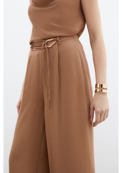 Kemerli Salaş Pantolon - Vizon modelleri