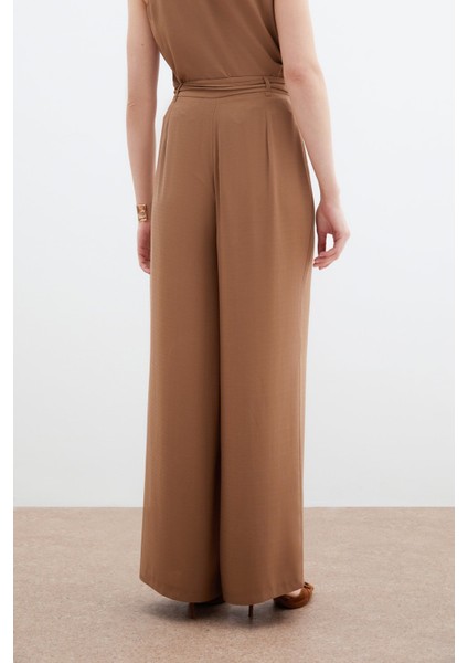 Kemerli Salaş Pantolon - Vizon indirimleri