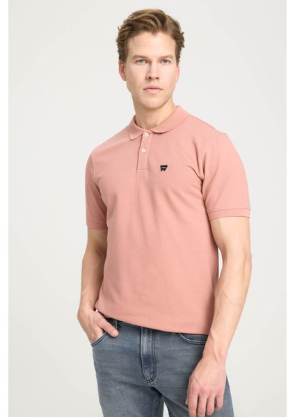 Erkek Regular Fit Polo Pembe Erkek Kısa Kol T-Shirt