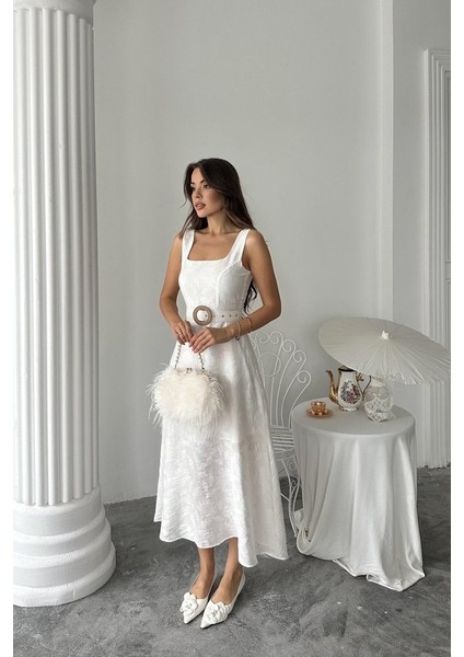 Munn Collection Ekru Kuplu Uzun Elbise modelleri