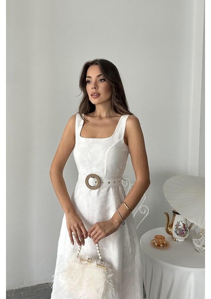 Munn Collection Ekru Kuplu Uzun Elbise fırsatları