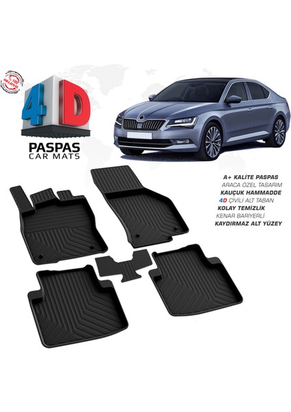 Skoda Superb 4d Havuzlu Paspas 2015-2023