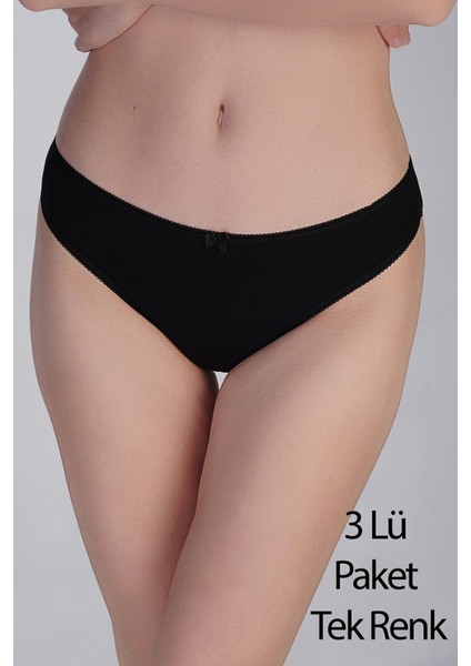 Pamuklu Penye Brazilian Külot Siyah 3'lü Paket 365005
