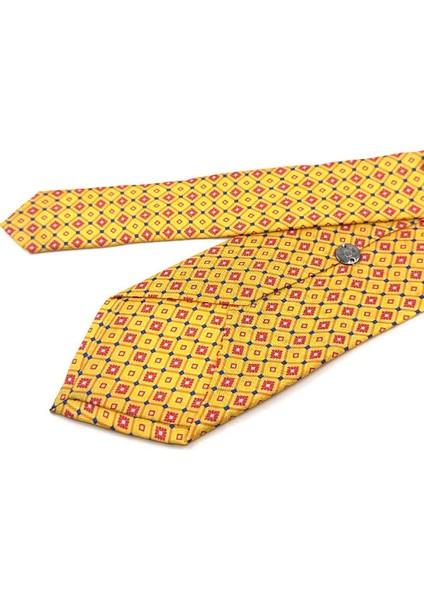 Ardrah Style Sarı Küçük Desen Italyan Ipek Kravat İK1947