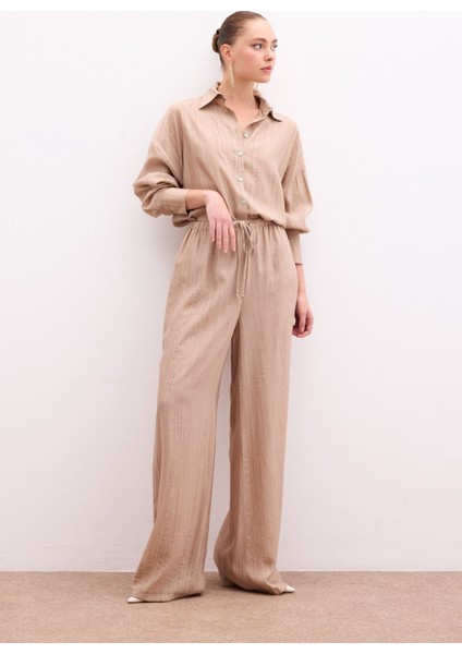 Bel Lastikli Pantolon - Camel
