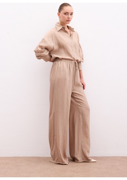 Bel Lastikli Pantolon - Camel