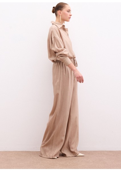 Bel Lastikli Pantolon - Camel