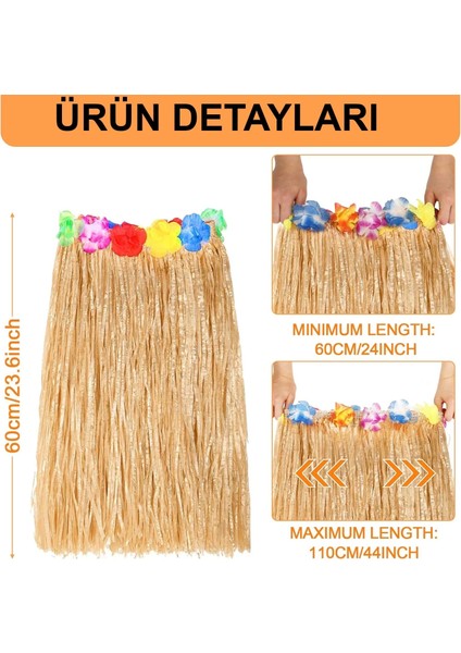 Hawaii Tarzı Hula Eteği – 60 cm Hasır Naturel Etek