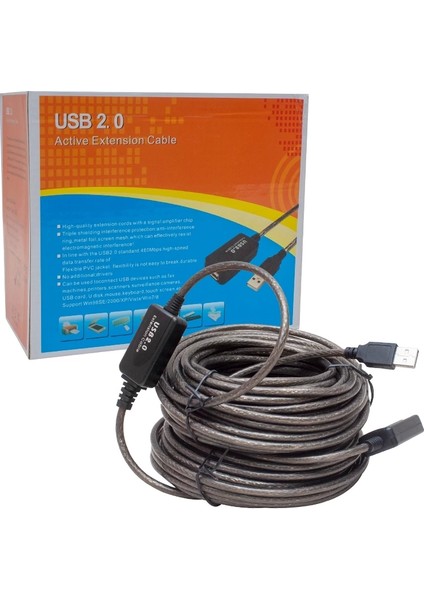 USB 2.0 20 Metre USB Uzatma Kablosu