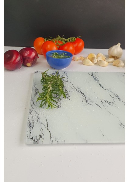 Cam Kesme Tahtası - Cam Kesme Tablası | Beyaz Mermer Görünümlü | 29CM x 34CM fırsatları