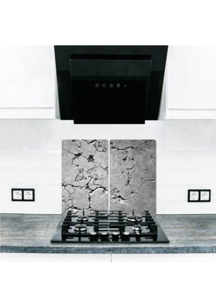 2'li 30X52 cm Cam Ocak Koruyucu 4'lü Ocaklar Için Gri Taş fiyatları