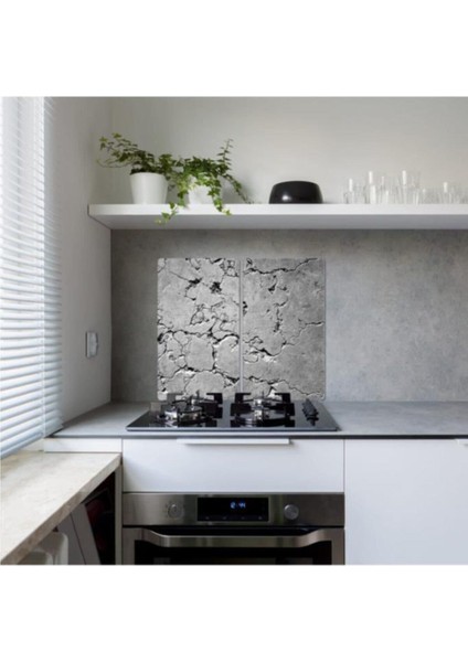 2'li 30X52 cm Cam Ocak Koruyucu 4'lü Ocaklar Için Gri Taş modelleri