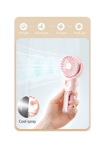 Yeni Taşınabilir Mini Su Spreyli Sulu Buharlı 3 Kademeli Vantilatör USB Şarj Edilebilir El Fanı