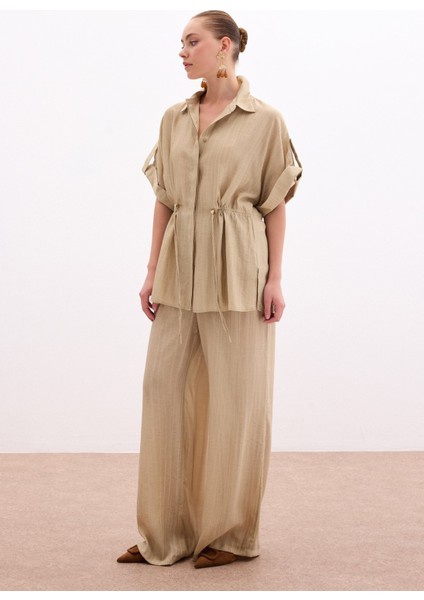 Bel Büzgü Detaylı Gömlek - Haki fiyatları