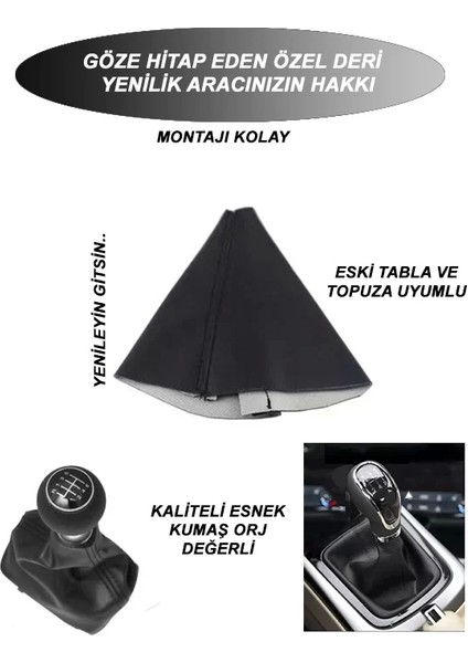 Megane Symbol Uyumlu Araç,araba,oto Vites Körüğü Siyah Dikiş