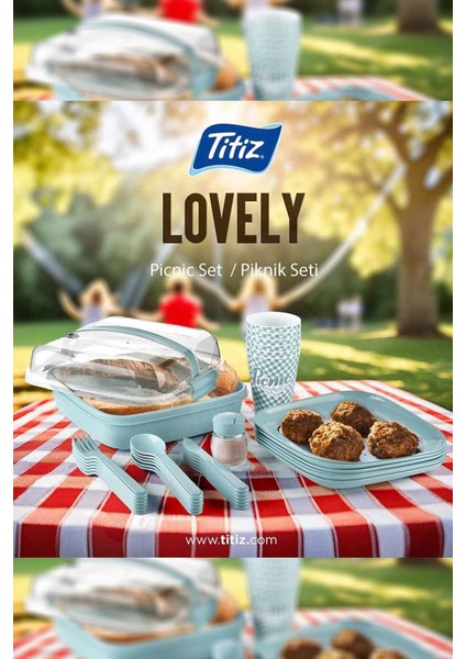6 Kişilik 32 Parça Piknik Seti - Plastik Piknik Tabak Kaşık Bardak - Mikrodalga Bulaşık Makinesi Uyumlu Ekstra Kaliteli - Turkuaz fiyatları