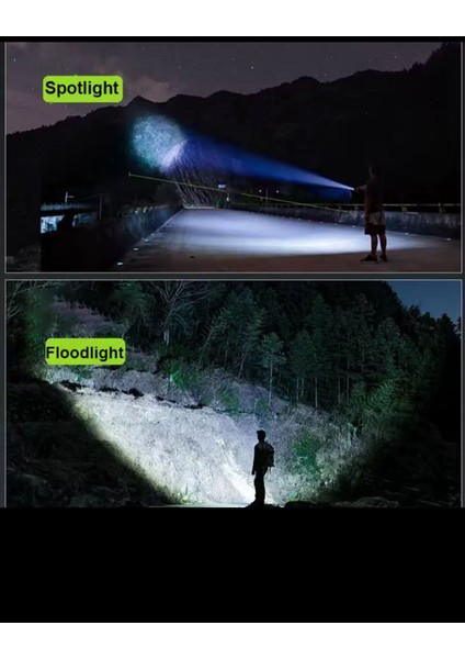 Güçlü LED El Feneri Yüksek Güç Işık Şarj Edilebilir Taktik El Feneri Kamp Lambası Zoomlama Özellikli fırsatları