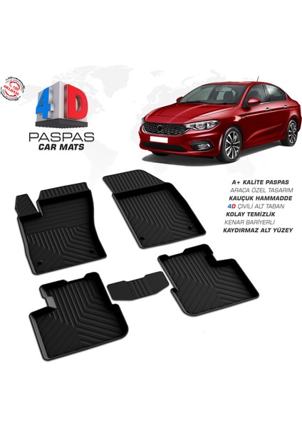 Fiat Egea Sd 4d Havuzlu Paspas Siyah 2015 Üzeri