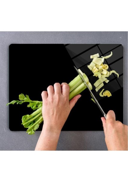 29X34 cm Cam Kesme Tahtası Düz Siyah fiyatları