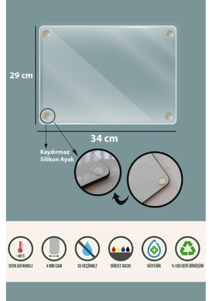 29X34 cm Cam Kesme Tahtası Düz Siyah fırsatları