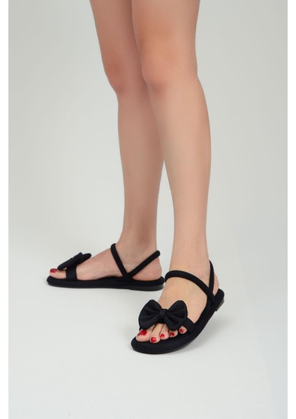 Orthopedix Esnek Şık Kadın Sandalet Scuba Kumaş Fiyonklu QR25204