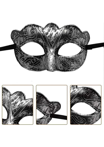Maskeli Balo Antik Gri Gümüş Eskitilmiş Maske Balo Venedik fiyatları