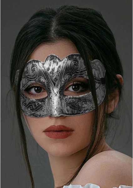 Maskeli Balo Antik Gri Gümüş Eskitilmiş Maske Balo Venedik fırsatları