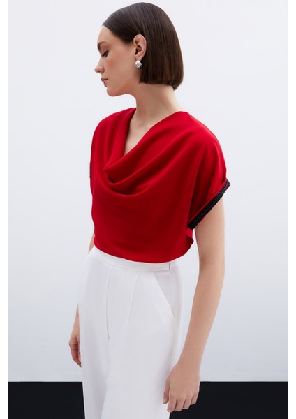 Kollar Taş Detaylı Salaş Bluz - Kırmızı fiyatları