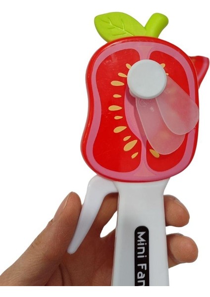 Çilek Şekilli Manuel Mini El Fanı